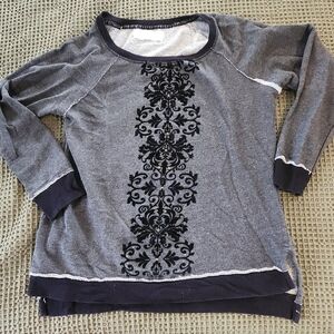 French Laundry Gray Velvet-Embroidered Sweatshirt - Women’s Size Large